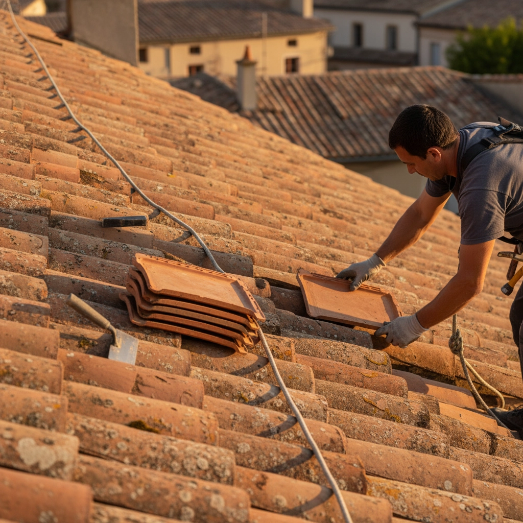 Tuiles déplacées après vent fort ALBI
